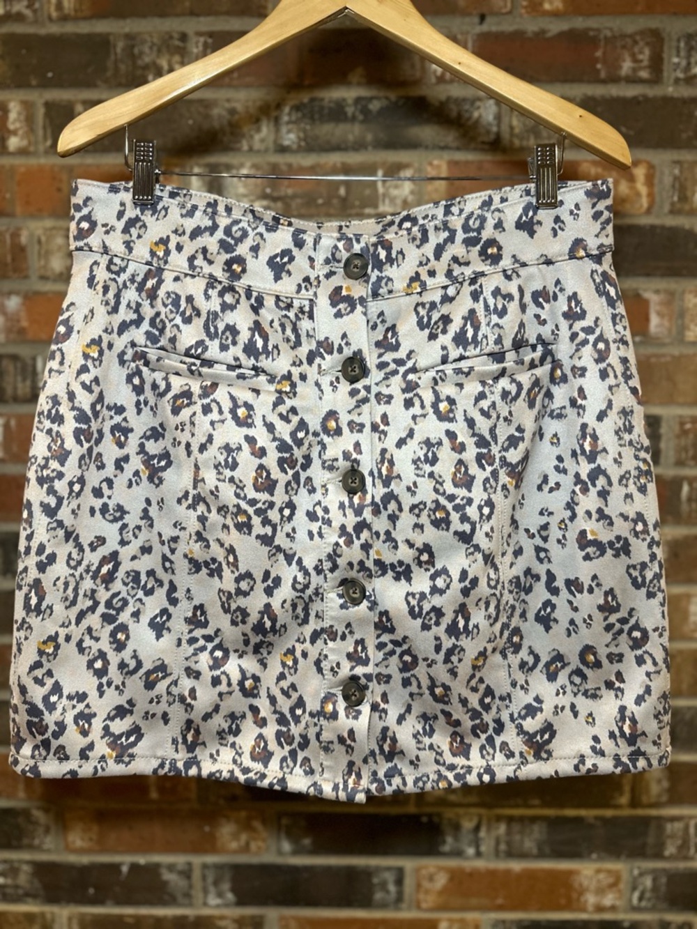 Maurices Faux Suede Leopard Print Button-Front Skirt